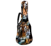 KengjuTesu Étui souple pour guitare acoustique de 109 cm avec sangle à dos et 2 poches Motif tigre réaliste, sans rembourrage, sac à dos imperméable en tissu Oxford pour guitare basse, multicolore,