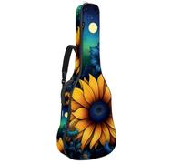 KengjuTesu Étui souple pour guitare acoustique de 109 cm avec sangle à dos et 2 poches, motif tournesols, papillon, sans rembourrage, tissu Oxford imperméable, pour guitare basse, multicolore, Taille