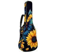 KengjuTesu Étui souple pour guitare acoustique de 109 cm avec sangle à dos et 2 poches, motif tournesol étoilé, papillon rêve, sac à dos sans rembourrage, sac à dos imperméable en tissu Oxford pour
