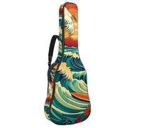 KengjuTesu Étui souple pour guitare acoustique de 109 cm avec sangle à dos et 2 poches, motif vague d'été, sac à dos sans rembourrage, sac à dos imperméable en tissu Oxford pour guitare basse,