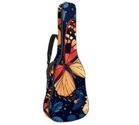 KengjuTesu Étui souple pour guitare acoustique de 109 cm avec sangle à dos et 2 poches papillon et fleur, sac à dos sans rembourrage, sac à dos imperméable en tissu Oxford pour guitare basse,