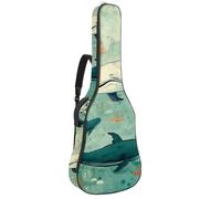 KengjuTesu Étui souple pour guitare acoustique de 109 cm avec sangle à dos et 2 poches peintes baleine C, sans rembourrage, sac à dos imperméable en tissu Oxford pour guitare basse, multicolore,