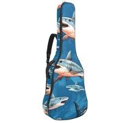 KengjuTesu Étui souple pour guitare acoustique de 109 cm avec sangle à dos et 2 poches peintes Shark I, sans rembourrage, sac à dos imperméable en tissu Oxford pour guitare basse, multicolore, Taille