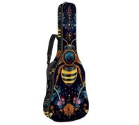 KengjuTesu Étui souple pour guitare acoustique de 109 cm avec sangle à dos et 2 poches, plantes, fleurs, abeilles, sac à dos sans rembourrage en tissu Oxford imperméable pour guitare basse,