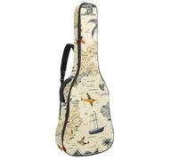 KengjuTesu Étui souple pour guitare acoustique de 109 cm avec sangle à dos et 2 poches pour carte de voyage, sans rembourrage, sac à dos imperméable en tissu Oxford pour guitare basse, multicolore,