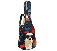 KengjuTesu Étui souple pour guitare acoustique de 109 cm avec sangle à dos et 2 poches pour lunettes cool, sac à dos sans rembourrage en tissu Oxford imperméable pour guitare basse, multicolore,