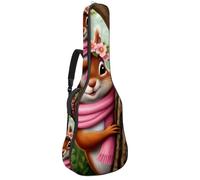 KengjuTesu Étui souple pour guitare acoustique de 109 cm avec sangle à dos et 2 poches pour manette de jeu fond foncé, sac à dos sans rembourrage en tissu Oxford imperméable pour guitare basse