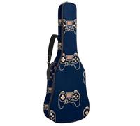 KengjuTesu Étui souple pour guitare acoustique de 109 cm avec sangle à dos et 2 poches pour manette de jeu fond foncé, sac à dos sans rembourrage en tissu Oxford imperméable pour guitare basse