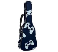 KengjuTesu Étui souple pour guitare acoustique de 109 cm avec sangle à dos et 2 poches pour manette de jeu fond foncé, sac à dos sans rembourrage en tissu Oxford imperméable pour guitare basse