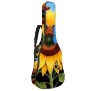 KengjuTesu Étui souple pour guitare acoustique de 109 cm avec sangle à dos et 2 poches pour manette de jeu fond foncé, sac à dos sans rembourrage en tissu Oxford imperméable pour guitare basse