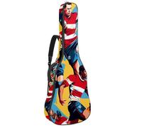 KengjuTesu Étui souple pour guitare acoustique de 109 cm avec sangle à dos et 2 poches, style rugby coloré, sans rembourrage, sac à dos imperméable en tissu Oxford pour guitare basse, multicolore,