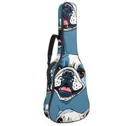 KengjuTesu Étui souple pour guitare acoustique de 109 cm avec sangle à dos et 2 poches, tête de bouledogue français, sac à dos sans rembourrage en tissu Oxford imperméable pour guitare basse,