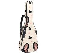 KengjuTesu Étui souple pour guitare acoustique de 109 cm avec sangle à dos et 2 poches, tête de bouledogue français, sans rembourrage, sac à dos imperméable en tissu Oxford pour guitare basse,