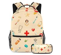 KengjuTesu Lot de 2 sacs à dos pour garçons et filles, grande capacité, sac à dos de médecine avec trousse à crayons, sac à dos parfait pour les étudiants, les adolescents, les voyages et la