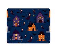 KengjuTesu Petit tapis de souris avec base en caoutchouc antidérapant, pour ordinateur portable, 28 x 22 cm, maison d'Halloween et sorcière