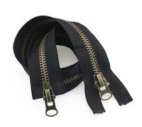 KENID 2Pcs 8# Auto-Lock Copper Metal Zipper Double Head Sliders for Jacket Coat Zipper Repair in 70/80/90/100/120cm Size - Army Green/Black Zipper Tape