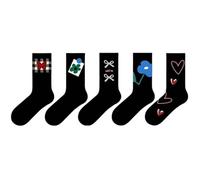 Keninll Lot de 5 paires de chaussettes pour femme avec nœud d'amour - Taille unique - Doux et respirant - Cadeau pour femme