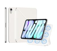 kenke Coque magnétique pour iPad mini A17 Pro 2024/iPad mini 6 génération 8,3" 2021, coque ultra fine à angles de vue multiples avec dos rigide magnétique sans cadre, veille/réveil automatique, blanc