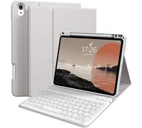kenke Étui avec clavier pour iPad Air 11" M3/M2 (2025/2024), iPad Air 5/4e génération (2022/2020) 10,9" avec clavier, clavier Bluetooth sans fil amovible avec porte-crayon côté droit et rainure (gris)
