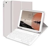 kenke Étui pour iPad 6/5e génération avec clavier 9,7" 2018/2017, iPad Air 2/1, étui avec clavier Bluetooth sans fil amovible avec porte-crayon latéral gauche intégré, veille/réveil automatique (gris)