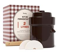 Kenley Pot de Fermentation 2 Litres - Jarre en Grès pour Fermenter ou Mariner Kimchi, Choucroute, Cornichons, Légumes, Kombucha - Fermenteur en Céramique avec Poids, Couvercle & Pilon
