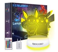 KENLUMO Evoli Lampe pikachu Noël Enfant Cadeau Pokemon Lampe de chevet LED télécommande Touchez pour changer de couleur decora