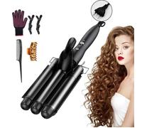 KENLUMO Fer à friser Boucleur 3 tete, Fer a Onduler,Boucleur a Cheveux 3 tete, Diamètre 25mm,Noir - KENLUMO