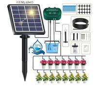 KENLUMO Kit système d'irrigation Goutte à Goutte Automatique énergie Solaire,12 modes de chronométrage Avec Tuyau de 15M pour