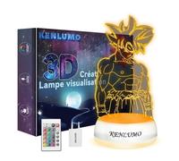 KENLUMO Lampe de nuit Dragon Ball Super DBZ Lampe de chevet LED télécommande Touchez pour changer de couleur 16 couleurs Prise USB