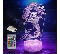 KENLUMO Lampe Princesse Sirène Noël Enfant Cadeau Lampe de chevet télécommande Touchez pour changer de couleur decoration fille
