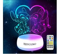 KENLUMO Lampe Stitch Noël Enfant Cadeau Lampe de chevet LED télécommande Touchez pour changer decouleur decoration veilleuse fille