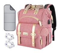 KENLUMO Sac à Dos à Langer, Sac à Langer bébé avec Matelas à Langer Portable, Sangles de Poussette et Porte-Sucette, Sac de Voyage multifonctionnel pour Maman ou Papa