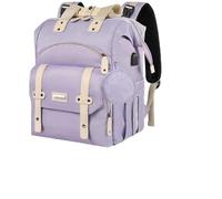 KENLUMO Sac à Dos à Langer, Sac à Langer bébé avec Matelas à Langer Portable, Sangles de Poussette et Porte-Sucette, Sac de Voyage multifonctionnel pour Maman ou Papa (Violet)