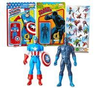 Kenner Marvel Legends Ensemble de figurines rétro - Lot de 9,5 cm de la collection Comic de Captain America et Black Panther | Avengers