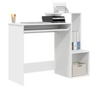 Kenneth@ Bureau - 1 PERSONNE - Table d'ordinateur - avec étagère - Blanc 106x40x88.5 cm - Bois d'ingénierie LL1028