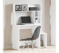 Kenneth@ Bureau - 1 PERSONNE - Table d'ordinateur - avec étagères - blanc 100x45x140 cm - bois d'ingénierie LL806