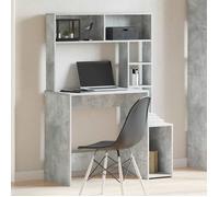 Kenneth@ Bureau - 1 PERSONNE - Table d'ordinateur - avec étagères - gris béton 100x45x140 cm - bois d'ingénierie LL809