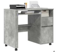 Kenneth@ Bureau - 1 PERSONNE - Table d'ordinateur - avec roulettes avec tiroir Chêne Béton 91x50x77 cm - LL1095