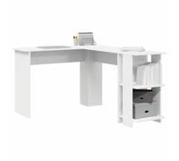 Kenneth@ Bureau d'angle - 1 PERSONNE - Table d'ordinateur - avec Rangement - Blanc 140x113.5x75 cm - LL1108