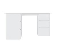 Kenneth@ Bureau d'angle - 1 PERSONNE - Table d'ordinateur - Blanc 145x100x76 cm - Bois d'ingénierie LL412
