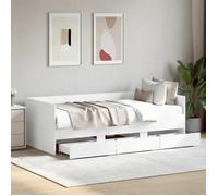 KENNETH@ Cadre de lit - pour l'invité - Lit simple - avec tiroirs - sans matelas - blanc 90x190 cm - LV521