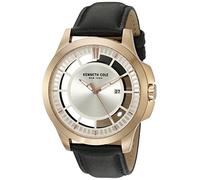 Kenneth Cole 10027460 Montre-Bracelet pour Homme 45 mm Bracelet en Cuir de Veau Noir à Quartz