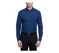 Kenneth Cole Chemise habillée, Coupe Droite, Couleur Unie, Bleu Moyen, 43 cm-44 cm Cou 91 cm-94 cm Manche Homme