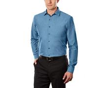 Kenneth Cole Chemise habillée à col écarté uni Coupe ajustée, Bleu Brumeux, 46 cm-47 cm Cou 91 cm-94 cm Manche Homme