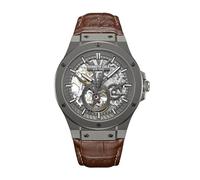 Kenneth Cole Montre Automatique Automatic Leather Round Gun - Brown