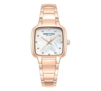 Kenneth Cole New York Montre classique moderne pour femme - Acier inoxydable plaqué ion - Design minimaliste - Élégance contemporaine, Nacre carrée - Acier inoxydable or rose, Women Standard, Slim
