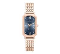 Kenneth Cole New York Montre Femme Rectangulaire Or Rose - Cadran Bleu avec Chiffres Romains Boîtier en Acier Inoxydable Mouvement Analogique à Trois Aiguilles Bracelet Élégant pour le Quotidien et