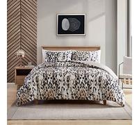 Kenneth Cole New York - Parure de lit King Size réversible en Coton avec taies d'oreiller Assorties, décoration d'intérieur Moderne (léopard Abstrait Marron, très Grand lit)
