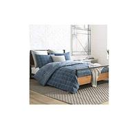 Kenneth Cole New York - Parure de lit réversible en Coton avec taies d'oreiller Assorties, décoration d'intérieur Moderne (Holden Grid Bleu, très Grand lit)