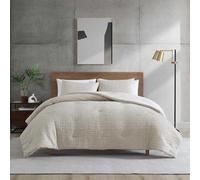 Kenneth Cole - Parure de lit Douce avec taies d'oreiller Assorties, décoration d'intérieur Moderne en Relief (Lignes ondulées sérénité Beige, très Grand lit)